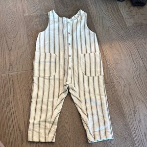 Striped Kids Jumpsuit - Cream and Brown